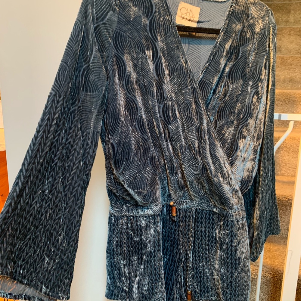 Velvet Romper with wide flowy sleeves